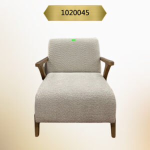 kavk F045- Sofa Cartier- Standard Size– Dual Wooden Armrests – White Fabric