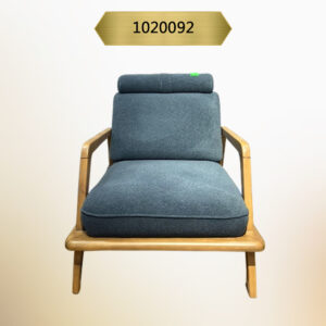 Kavk F092 -Sofa McLaren - Standard Size Single – Dual Wooden Armrests – Blue Fabric
