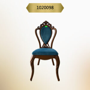 Kavk F098 -Wooden Chair – For Dining Table – Dark Brown – Blue Fabric