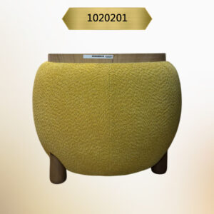 Kavk F201 -Table Puffer Small Round – Fabric Body with Wooden Top – Yellow Fabric