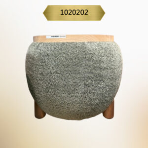 Kavk F202 -Table Puffer Small Round – Fabric Body with Wooden Top – Moss Green Fabric