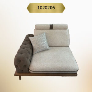 Kavk F206 -Sofa McLaren – Large Size – Single Fabric Armrest – Brown-Cream Fabric