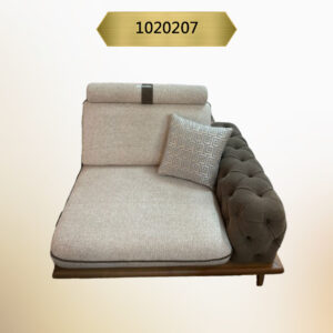 Kavk F207 -Sofa McLaren – Large Size – Left Side Single Fabric Armrest – Brown-Cream Fabric
