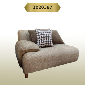 Ariasam F387 sofa Divan - Large Left side moveable backrest brown wood trim- dark brown fabric